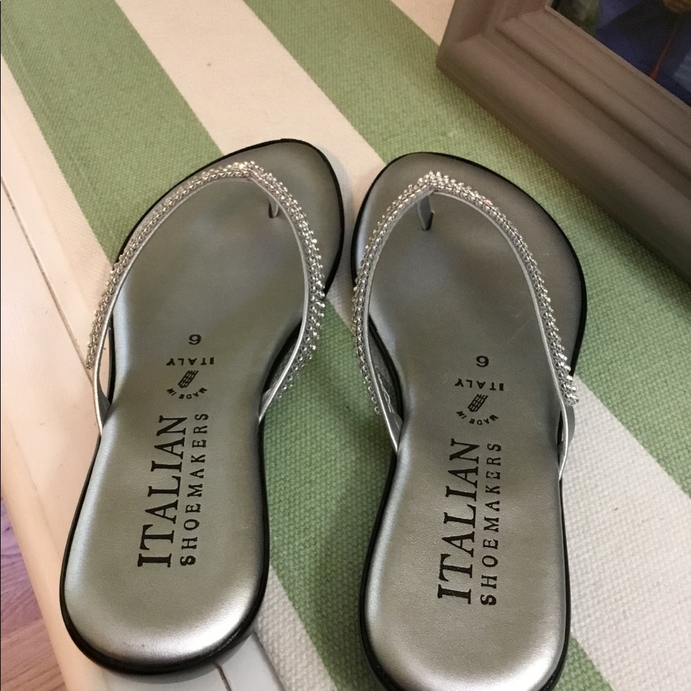 Silver flip flops
